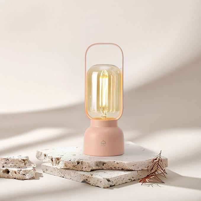 Retro Cordless Lantern Table Lamp, 40 Hours Long Lasting Dimming Night Light, Small Rechargeable ... | Amazon (US)