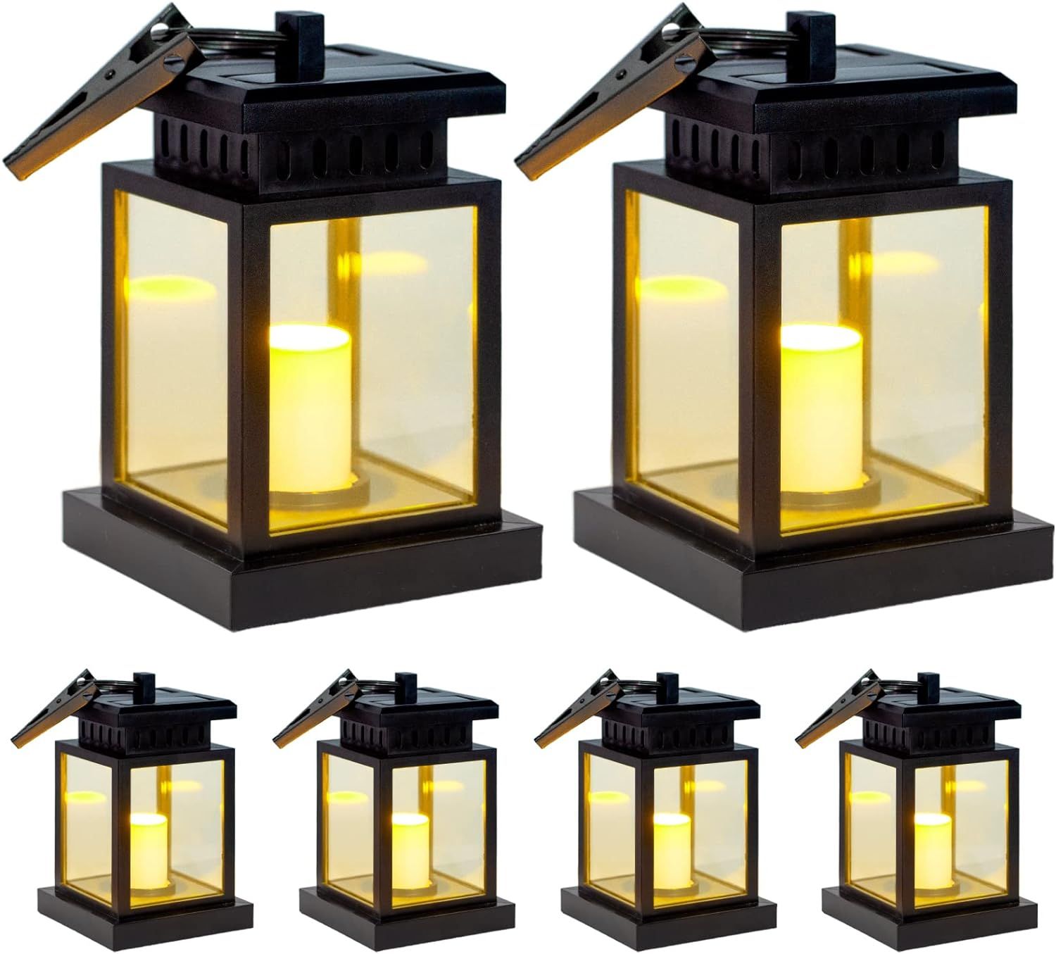 Sunklly Hanging Solar Lanterns Outdoor - 6 Pack Solar Candle Flickering Lights Waterproof Led Han... | Amazon (US)