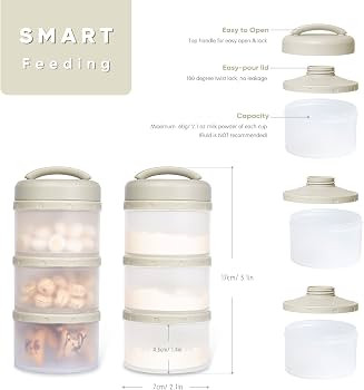 Termichy Stackable Formula Dispenser Portable Milk Powder Container, 2 Pack, Warm Grey | Amazon (US)