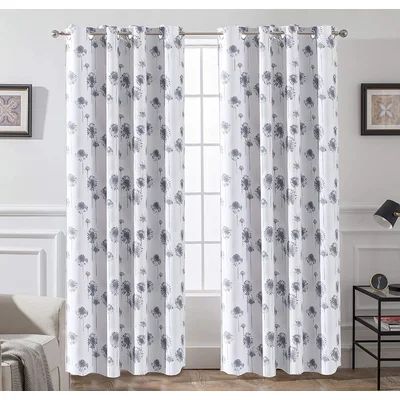 Buellton Floral Blackout Thermal Outdoor Grommet Curtain Panels Gracie Oaks Curtain Color: White | Wayfair North America