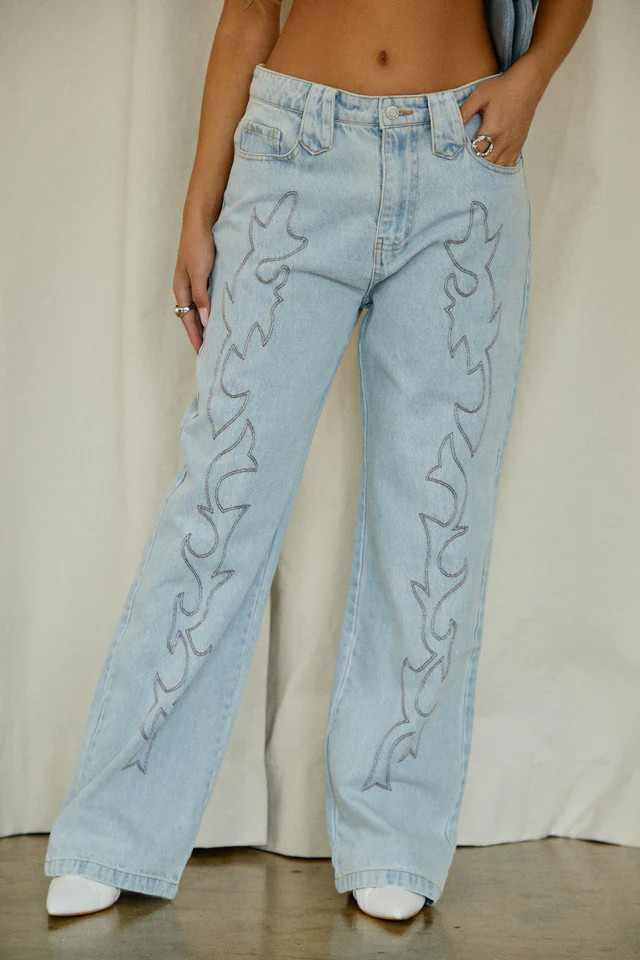 Buy Wild Side - Denim | Straight Leg Pant | MISS LOLA
