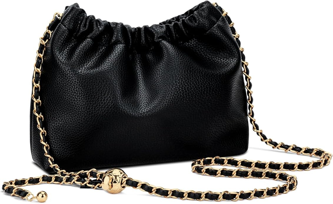 KKXIU Small Crossbody Bags for Women Ruched Vegan Leather Shoulder Purse with Adjustable Strap | Amazon (US)
