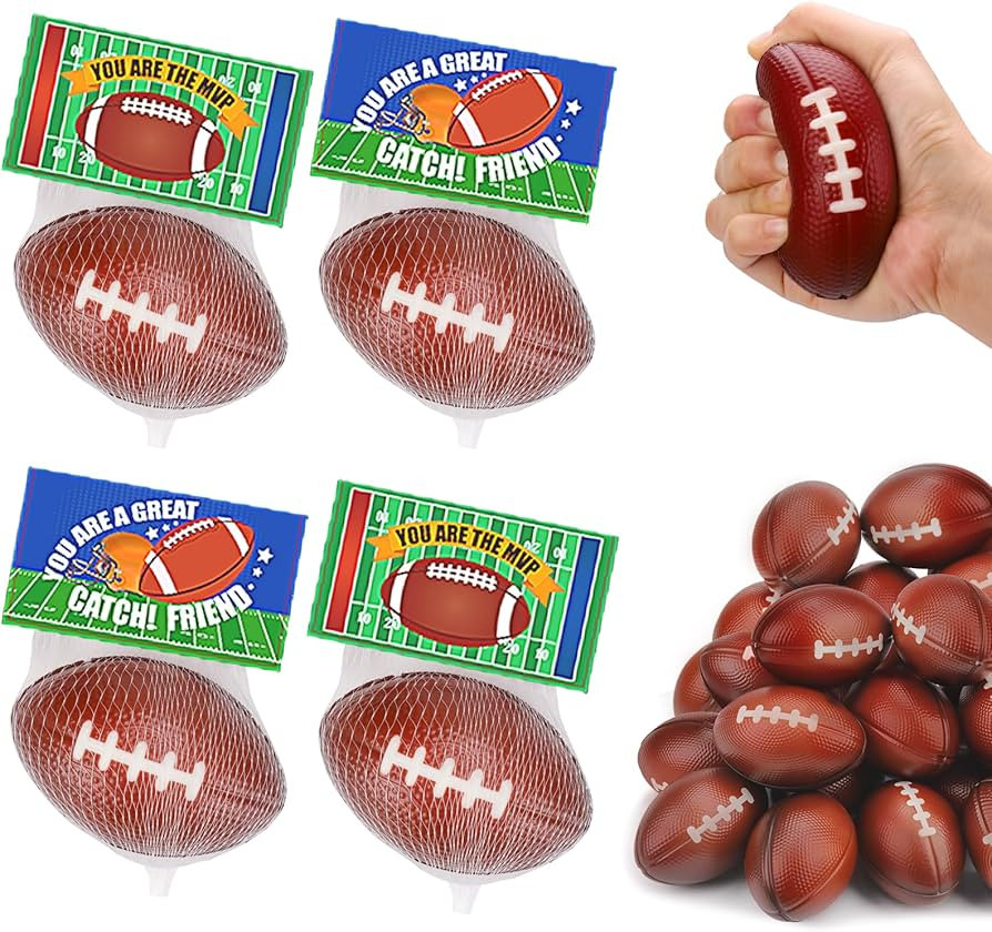 24 Pack Footballs Stress Balls Sport Valentines Gifts Bulk Foam Football Party Favors Valentines ... | Amazon (US)