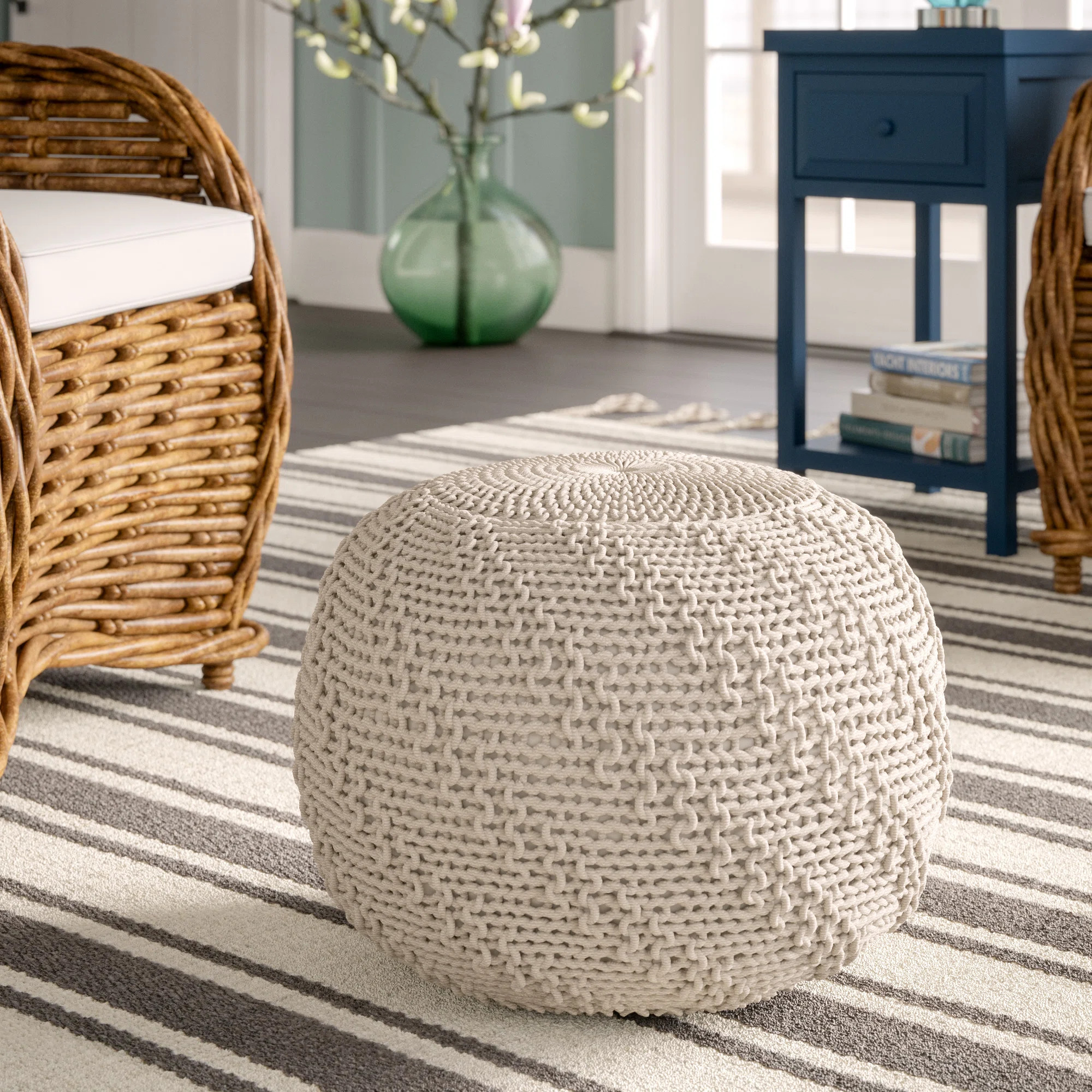 Moreland 19.75'' Wide Round Pouf Ottoman | Wayfair North America