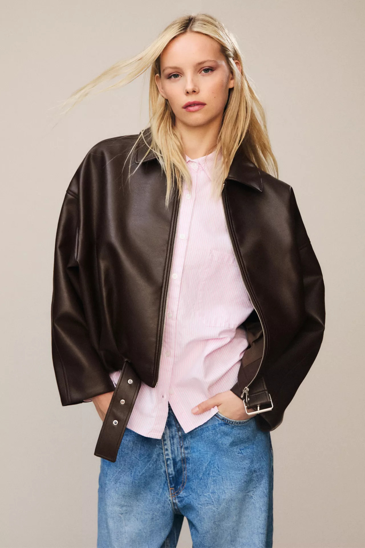 Faux leather bomber jacket | PULL and BEAR UK
