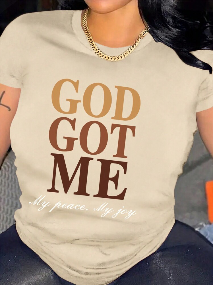 SHEIN Slogan Graphic Tee GOD GOT ME My Peace My Joy Graphic Tees Women Tops | SHEIN