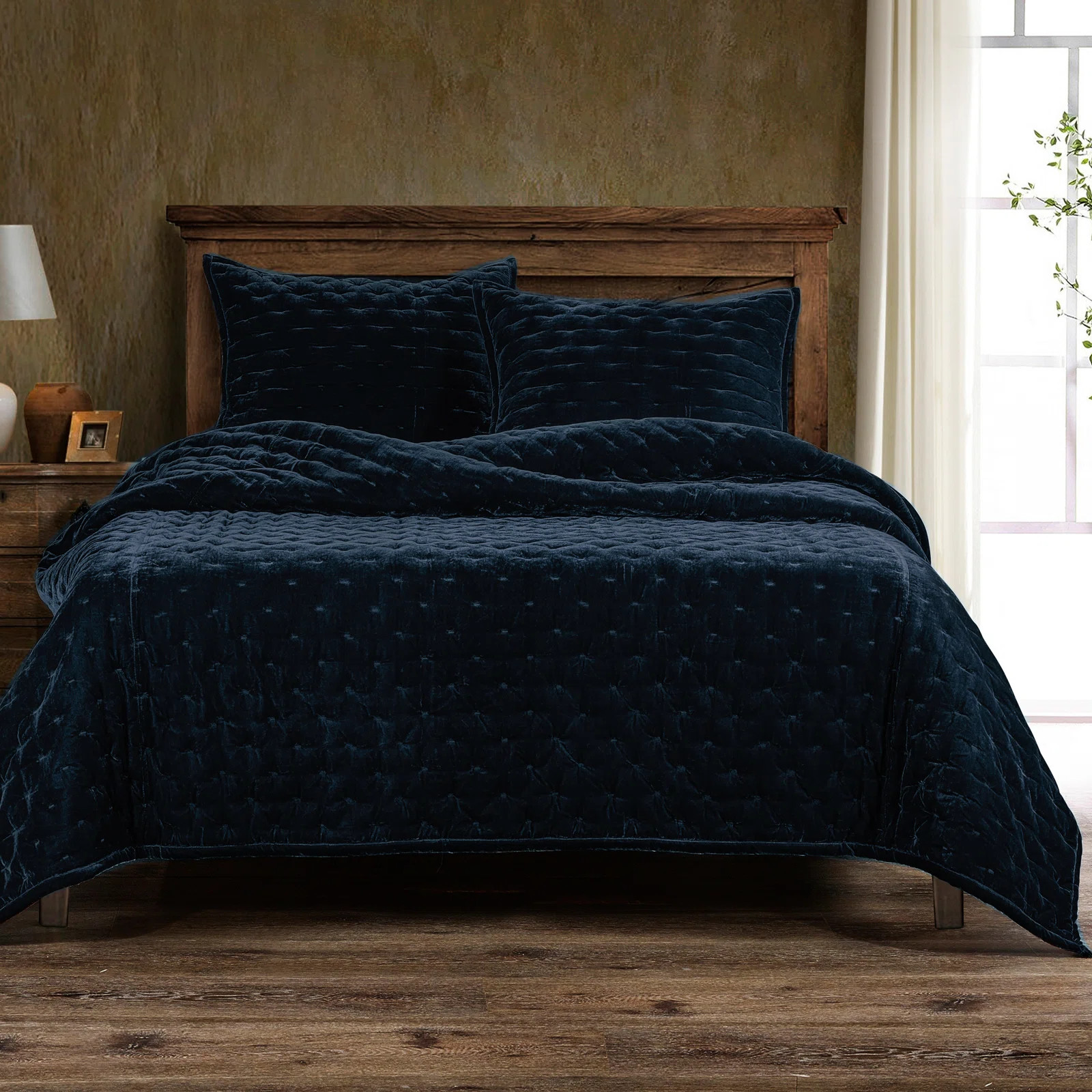 HiEnd Accents Stella Faux Silk Velvet Classic Chic Modern Rustic Romantic Western Quilt Set & Rev... | Joss & Main
