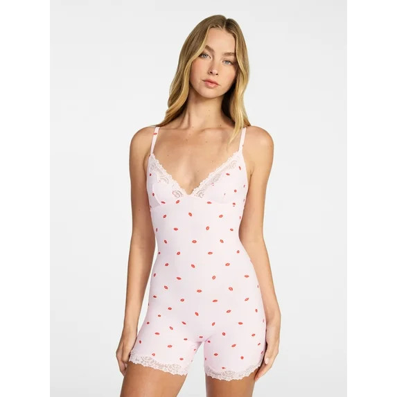 No Boundaries Fit Stretch One-Piece with Lace Trim, Women's XS-XXL | Walmart (US)