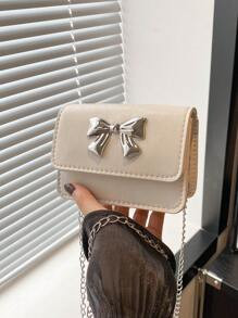 Mini Chain Shoulder Bag For Women, Stylish Butterfly Decor Flap Small Square Bag With High-End Vi... | SHEIN