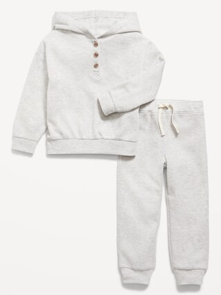 Thermal-Knit Henley Hoodie and Sweatpants Set for Toddler Girls | Old Navy (US)