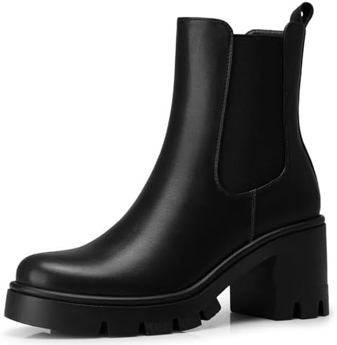 Women Chelsea Ankle Boots: 2.91 In Chunky Heels, Fashion Platform Short Boots, 2025 Fall Winter B... | Amazon (US)