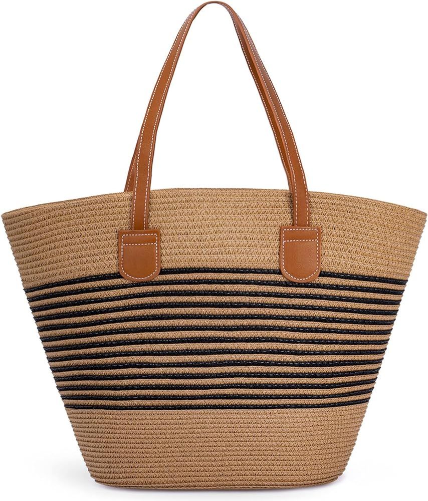 Womem Straw Beach Bag Large Bucket Woven Bag Handmade Summer Straw Purse Hobo Tote Shoulder 2023 | Amazon (US)