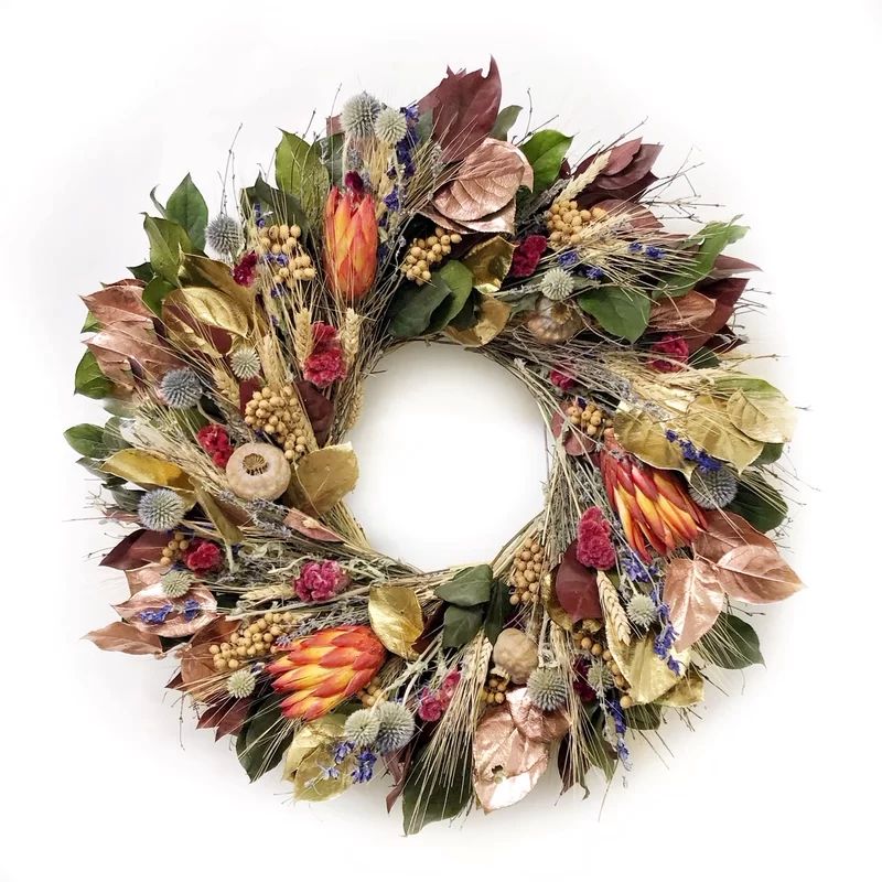 Preserved Autumn Elegance Salal Greenery Wreath | Wayfair North America