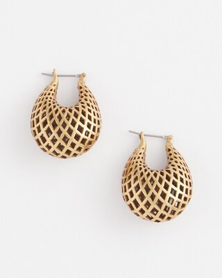 Gold Lattice Puff Hoop Earrings | Chico's