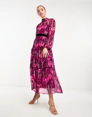 Hope & Ivy - Midi jurk met ballonmouwen in roze | ASOS (Global)