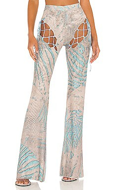 POSTER GIRL The Maxine Trouser in Aqua Zebra from Revolve.com | Revolve Clothing (Global)