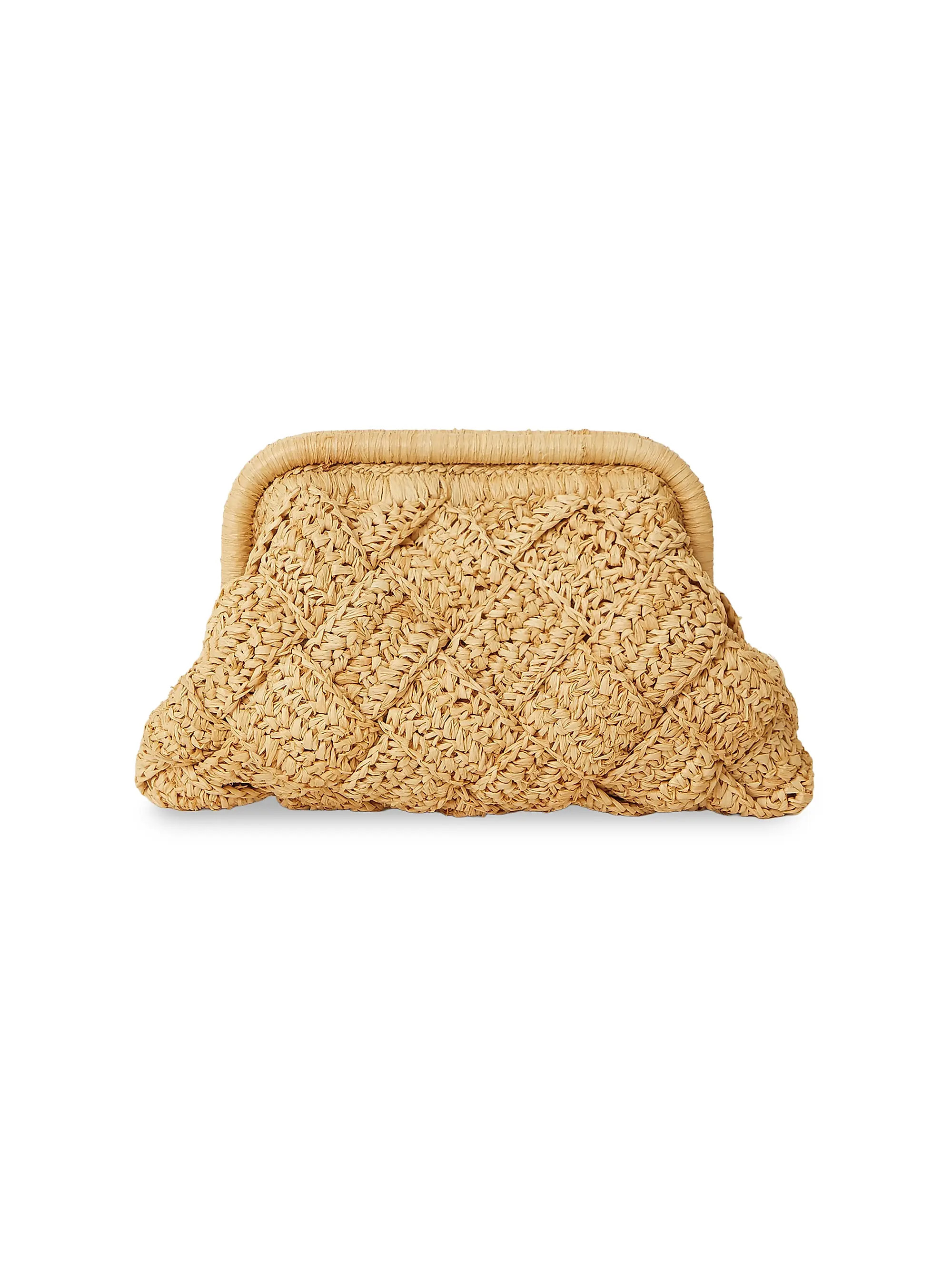 BTB Los Angeles Gigi Woven Raffia Clutch | Saks Fifth Avenue | Saks Fifth Avenue