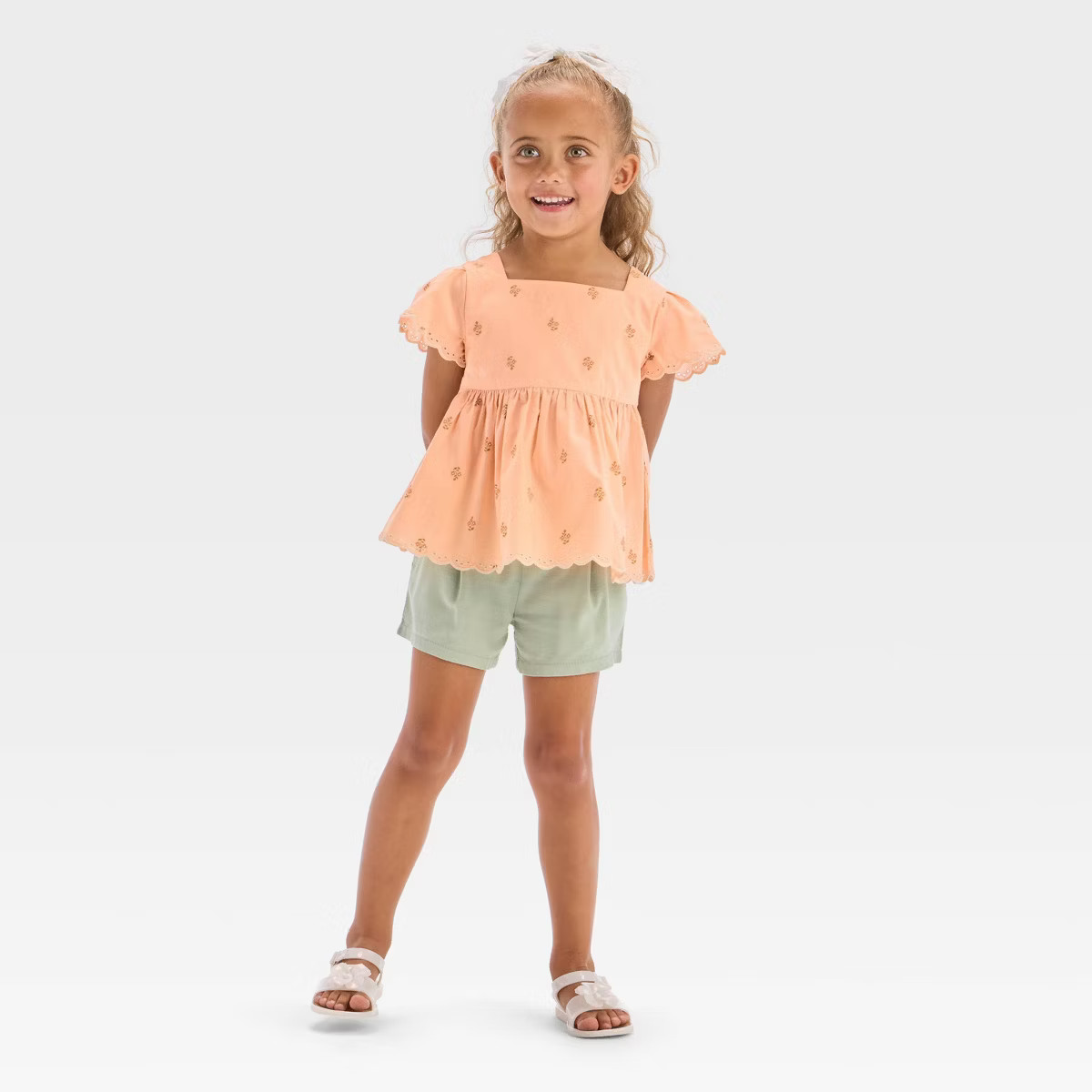 OshKosh B'gosh Toddler Girls' Floral Top and Olive Shorts Set - Pink | Target