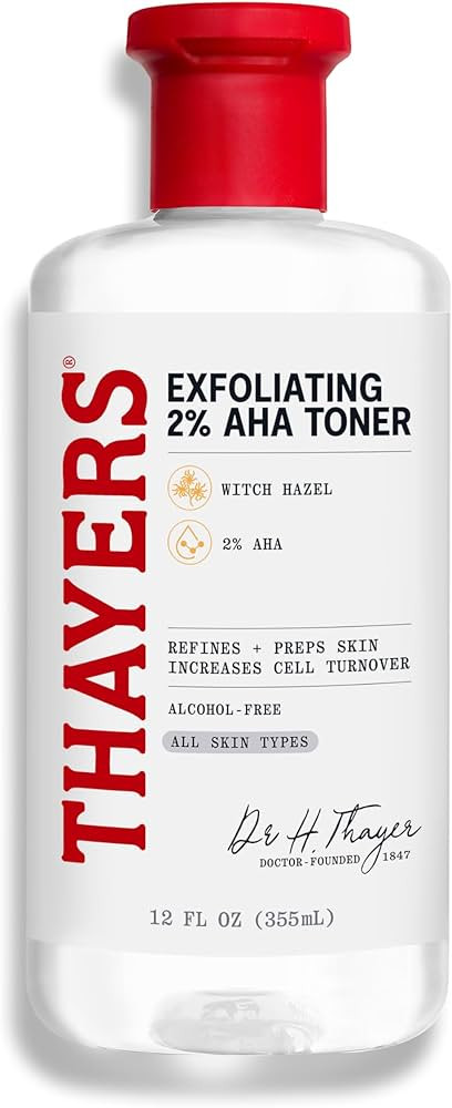 Thayers 2% AHA Exfoliating Toner with Glycolic Acid, Lactic Acid and Witch Hazel, Smoothing and P... | Amazon (US)