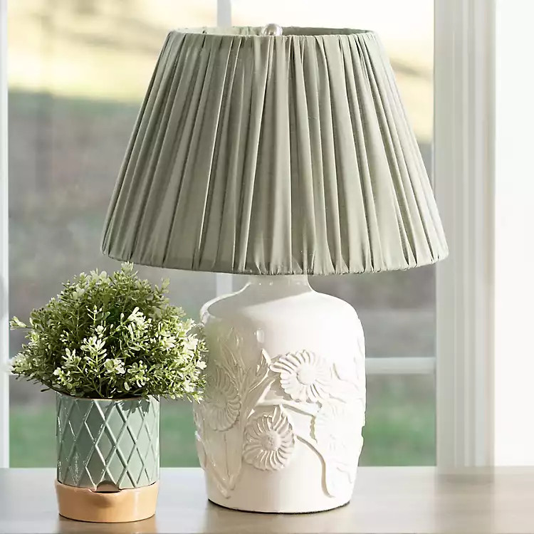 Ivory Floral Ceramic Table Lamp | Kirklands