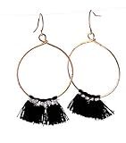 Black Tassle Hoops/Silver hoops with black tassels | Amazon (US)