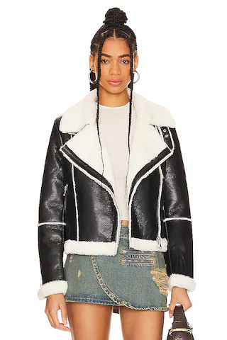 superdown Genna Zip Up Jacket in Black & White from Revolve.com | Revolve Clothing (Global)