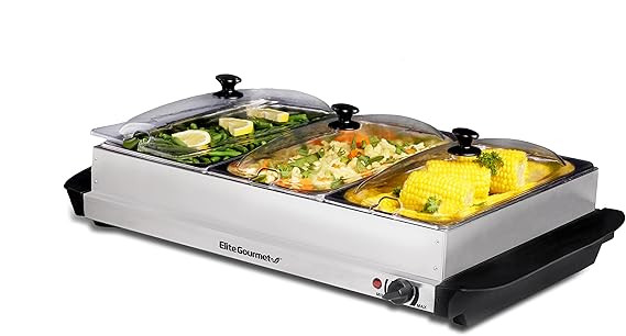 Elite Gourmet EWM-6171 Triple 3 x 2.5 Qt. Trays, Buffet Server, Food Warmer Temperature Control, ... | Amazon (US)