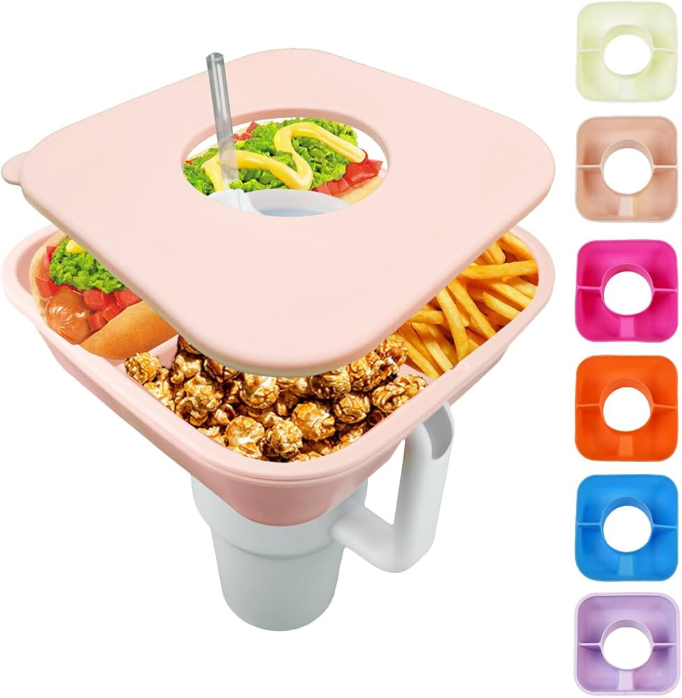 Snack Bowl for Stanley Cup 40 oz Tumbler Snack Tray Reusable Snacks Holder with Lid, Silicone Sna... | Amazon (US)