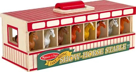 Melissa & Doug Take-Along Show-Horse Stable Play Set With Wooden Stable Box and 8 Toy Horses - Wa... | Walmart (US)