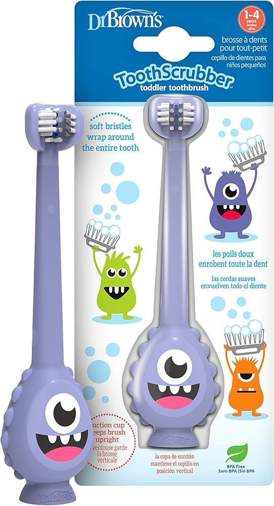 Dr. Brown's ToothScrubber Toothbrush, Three-Sided Toddler Training Toothbrush for Ages 1-4 Years ... | Amazon (US)