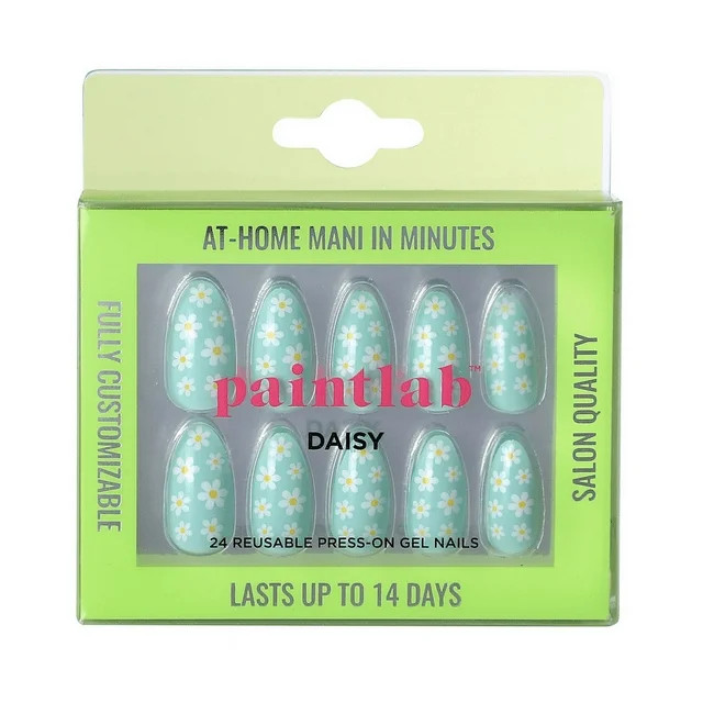 PaintLab Reusable Press-On Gel Nails Kit, Daisy Turquoise, 30 Count - Walmart.com | Walmart (US)