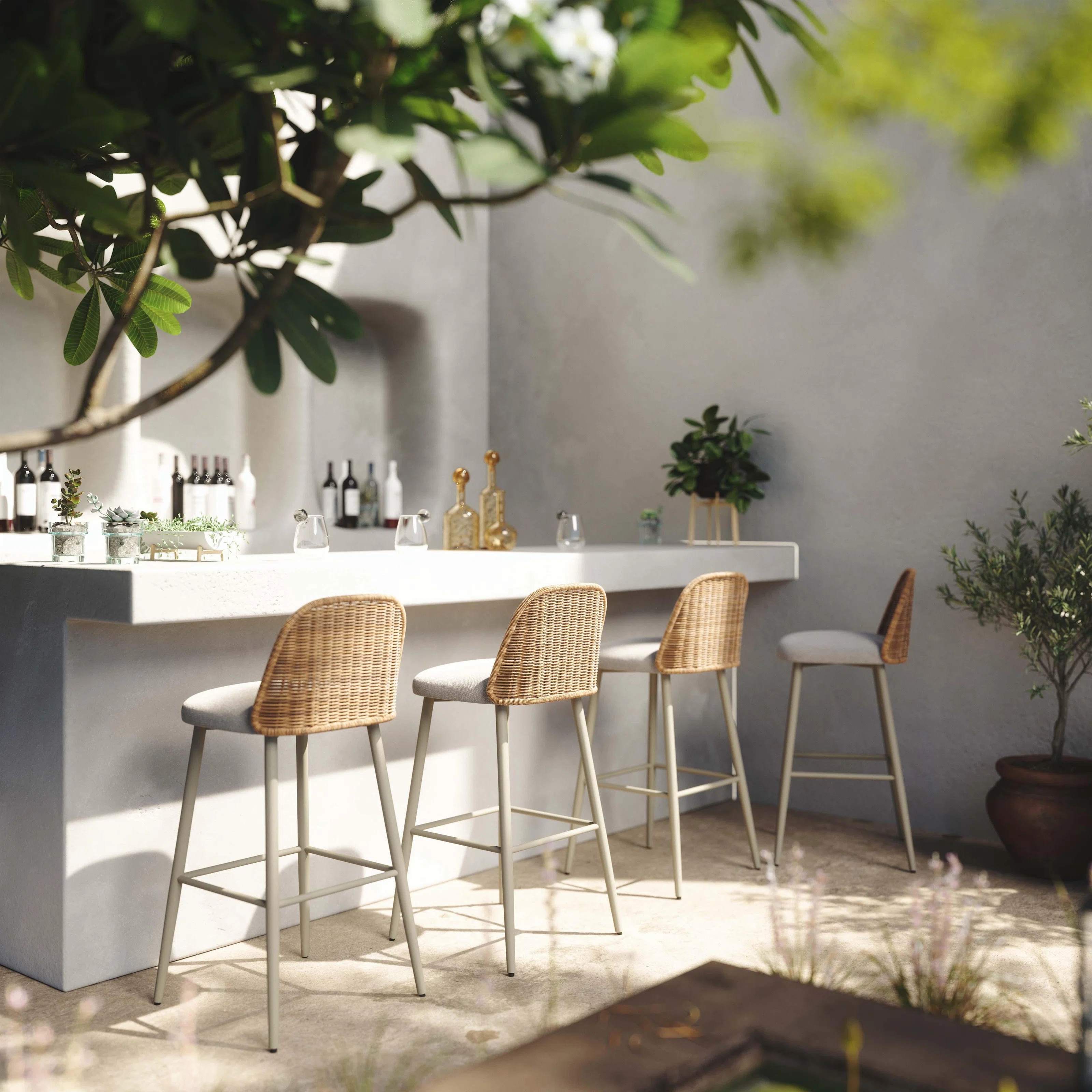 Franco Outdoor 26'' Counter Stool with Cushion | Wayfair North America