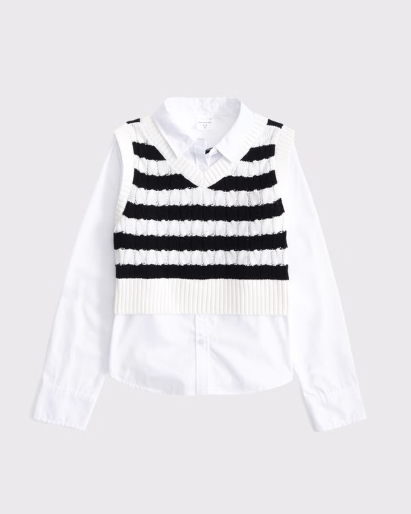 long-sleeve twofer sweater vest | Abercrombie & Fitch (US)