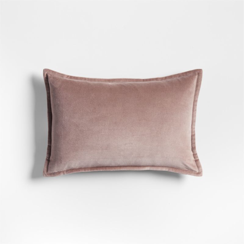 Organic Washed Cotton Velvet 18"x12" Moody Mauve Throw Pillow Cover + Reviews | Crate & Barrel | Crate & Barrel