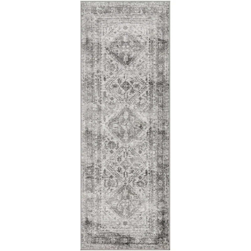 Fitz Oriental Area Rug in Light Gray/White/Charcoal | Wayfair North America