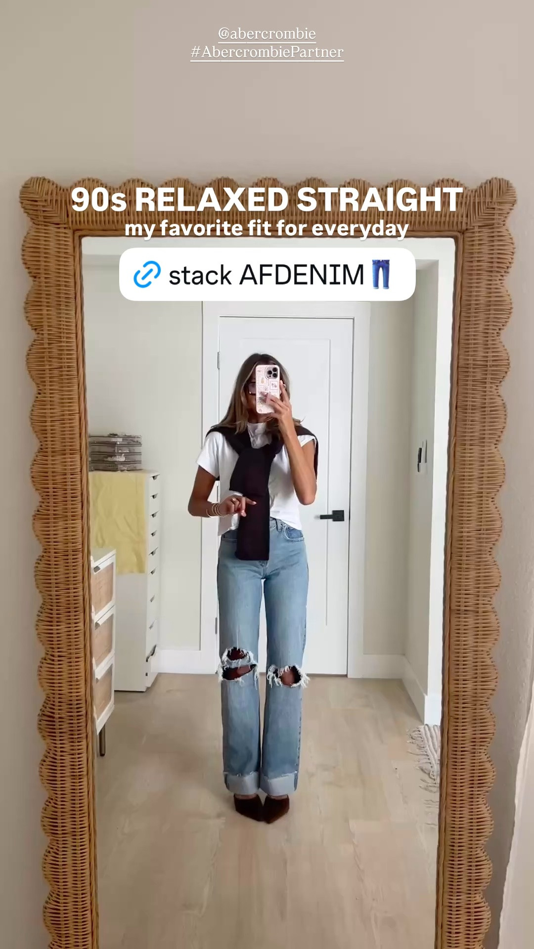 #AbercrombiePartner the best time of the year to stock up on my favorite @abercrombie jeans for fall👖💕 25-50% off denim + 20% off almost everything else + codes stack use DENIMAF for an extra 15% off. wearing a 24 regular in all of these styles 

•Denim Promo: *Offer valid online only August 5, 2026 to August 10, 2026 in US/CA. Excludes clearance. Online price reflects discount.
•Extra 20% Off: *Offer valid in stores and online August 5, 2026 to August 10, 2026 in US/CA. Exclusions apply as indicated. Online price reflects discount.
•Promo Code: *Use code DENIMAF to get an additional 15% off almost everything in stores and online at checkout from August 5, 2026 to August 10, 2026 in US/CA. Exclusions apply. See details on