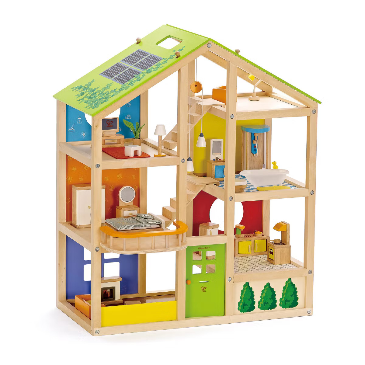 Hape All Seasons Wooden Furnished Dollhouse Playset | Target