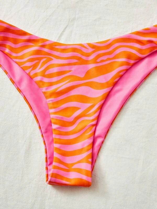 Zebra Striped Underwire Bikini Swimsuit | SHEIN