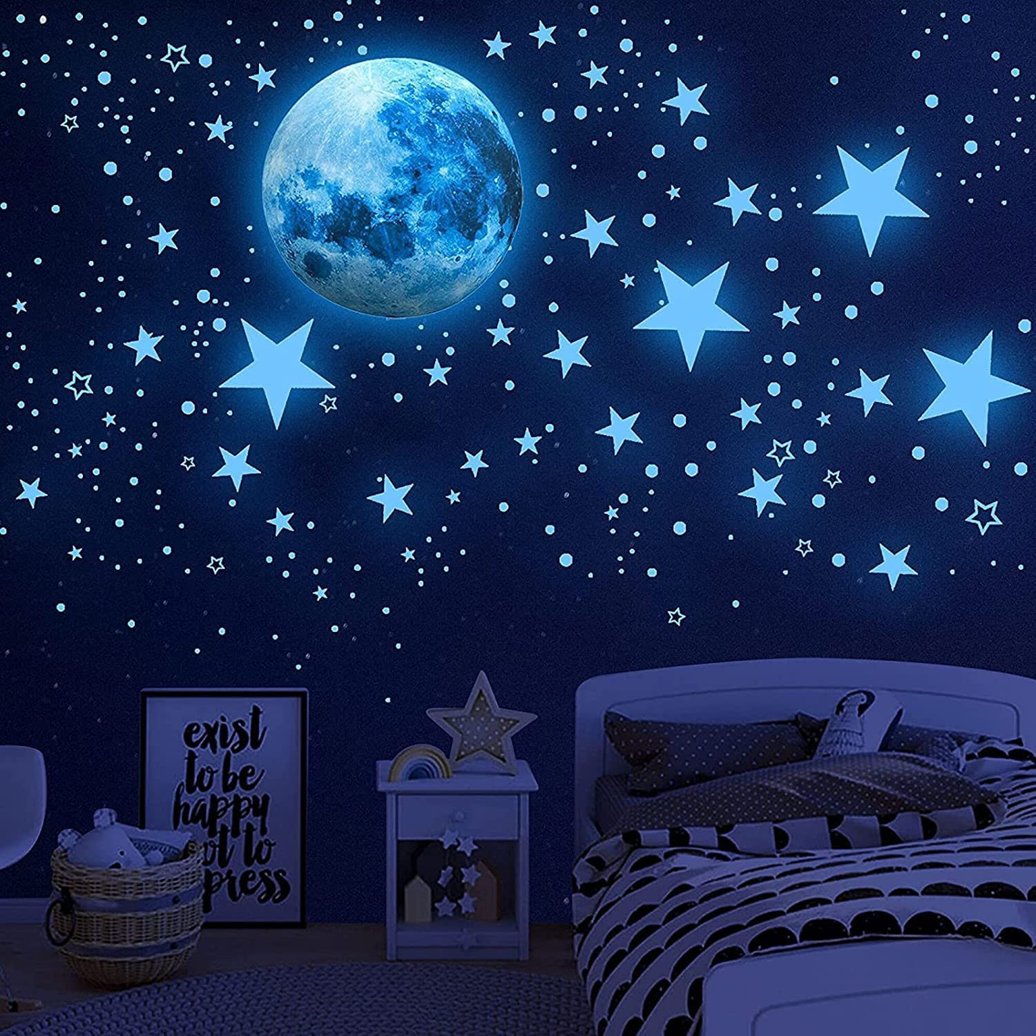 1138Pcs Glow in The Dark Stars, Glow in The Dark Moon for Ceiling Planets Space Wall Stickers Sol... | Amazon (CA)