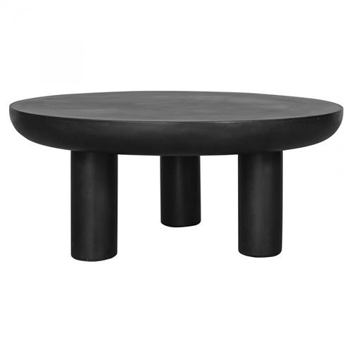 Gino Industrial Loft Black Concrete Round Outdoor Coffee Table | Kathy Kuo Home
