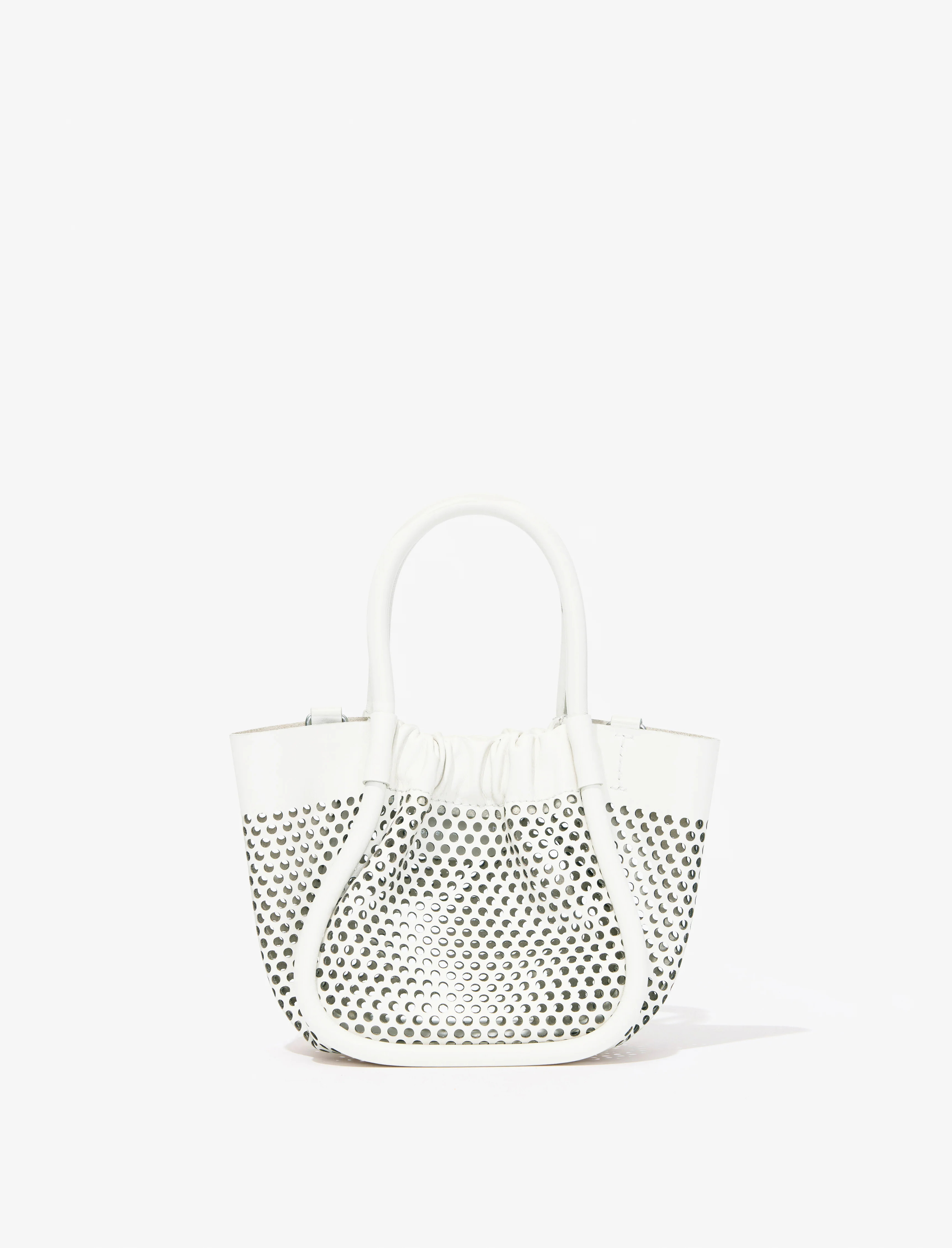 Proenza Schouler Extra Small Ruched Tote in Perforated Leather - Optic White | Proenza Schouler O... | Proenza Schouler LLC
