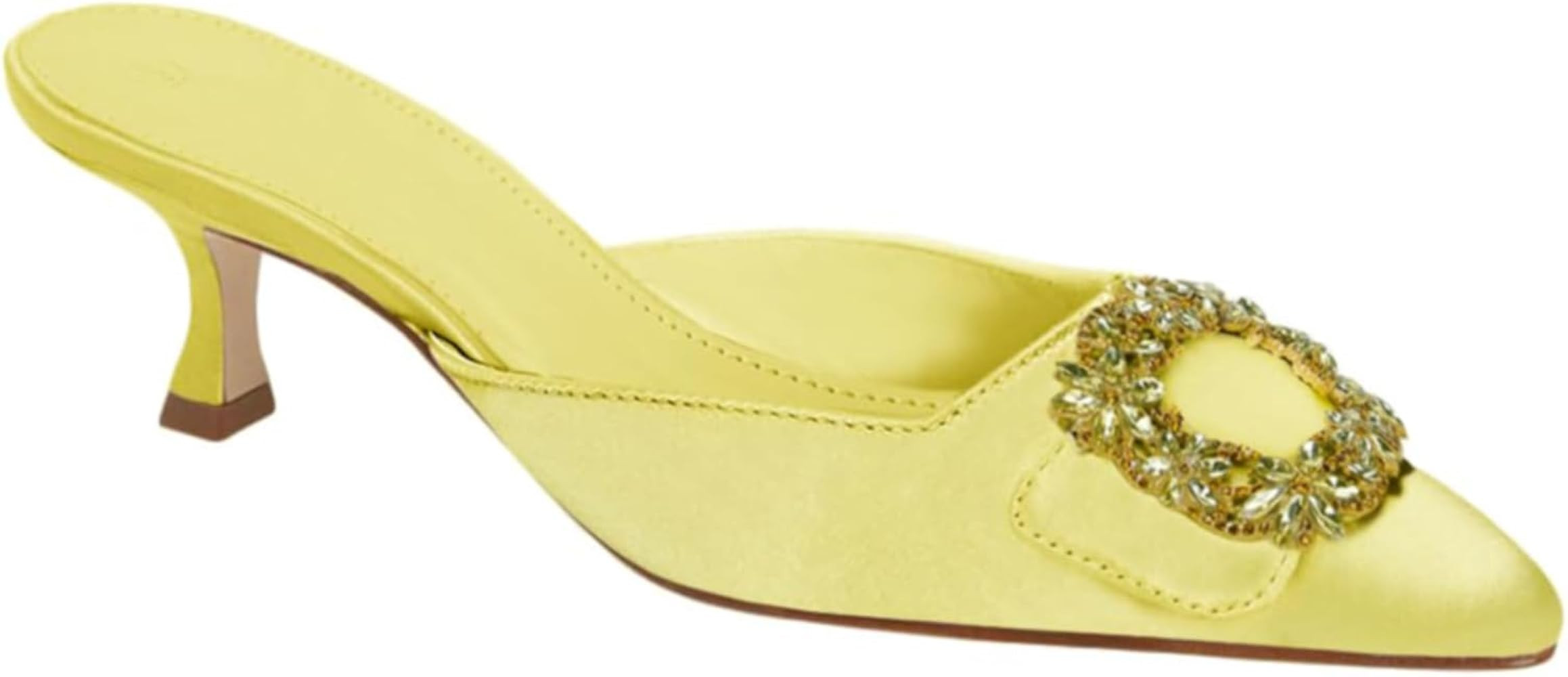 Guayonng Womens Kitten Mules Sandals Dress Shoes Heels Low Heel Rhinestone Sexy Satin Evening Party  | Amazon (US)