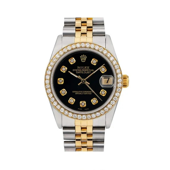 Pre-Owned Rolex Datejust 68273 31MM Black Diamond Dial And Bezel With Two Tone Jubilee Bracelet | Walmart (US)