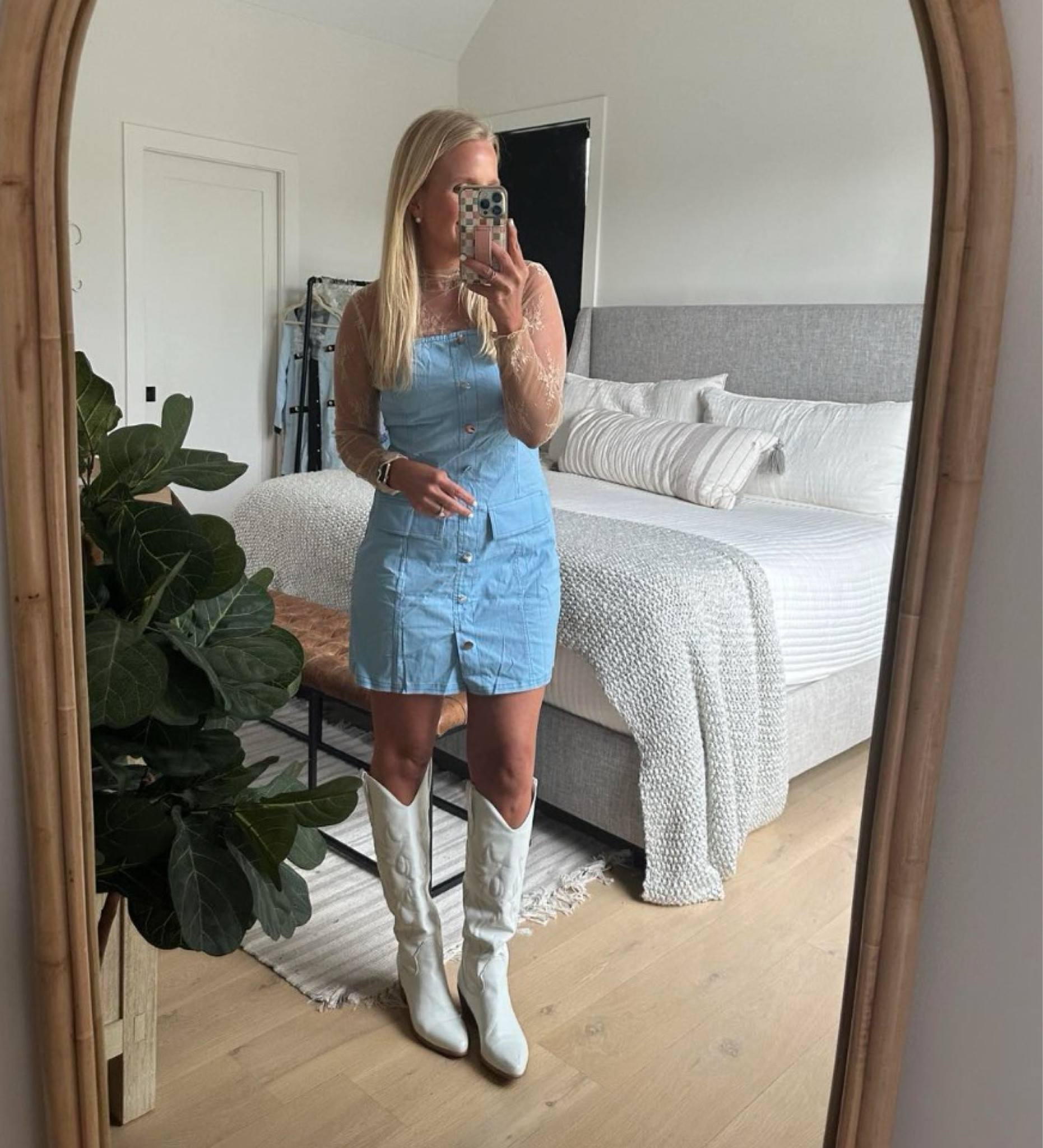 Strapless dress with a sheer lace long sleeve underneath, both from Amazon. The dress is comfortable and flattering but it's not really a denim dress. Buttons are not functional.

#LTKFindsUnder50 #LTKFestival #LTKShoeCrush