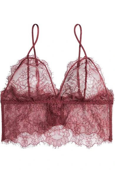 Anine Bing - Stretch-lace Soft-cup Bra - Burgundy | NET-A-PORTER (UK & EU)