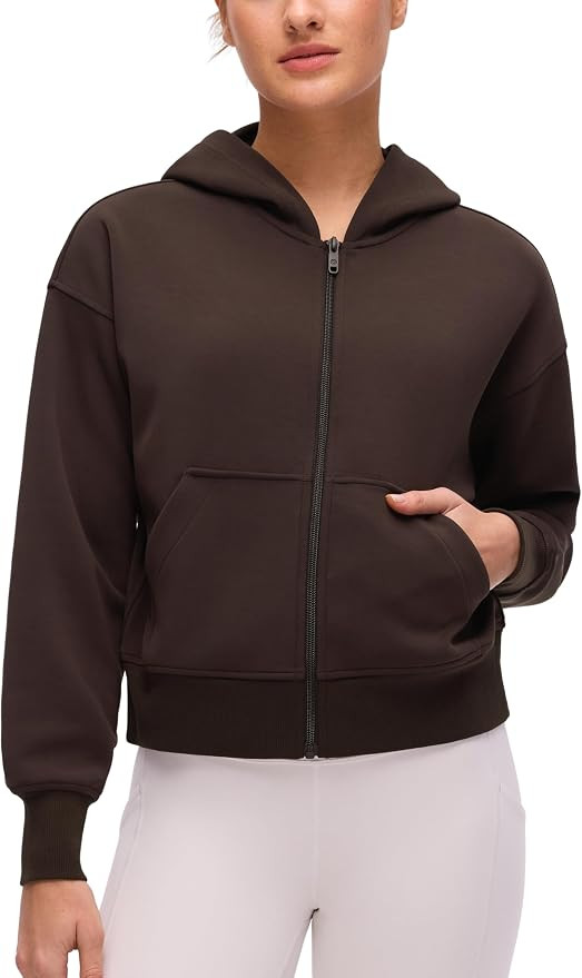 CRZ YOGA SoftAura Full Zip Hoodies | Peach-Fuzz Texture, Casual, Relaxed Fit, Pockets, Sweatshirt... | Amazon (US)