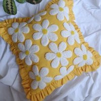 Punch Needle Pillow, Pillow Cover, Handmade Case, Yellow Daisy Case | Etsy (US)
