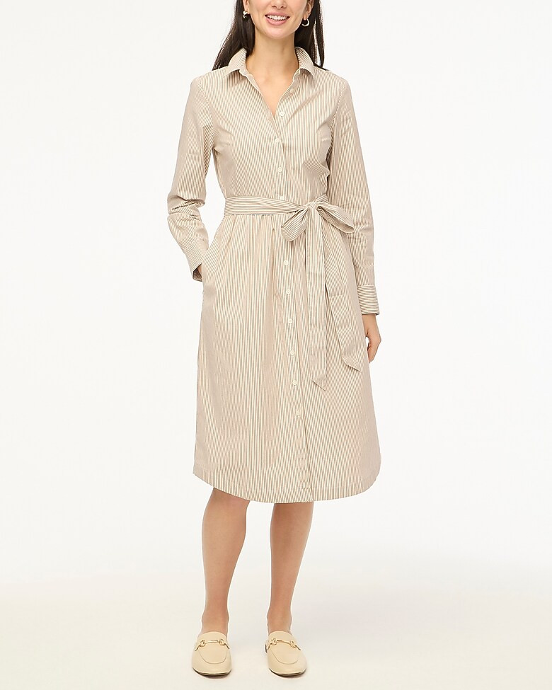 Long-sleeve striped poplin shirtdress | J.Crew Factory