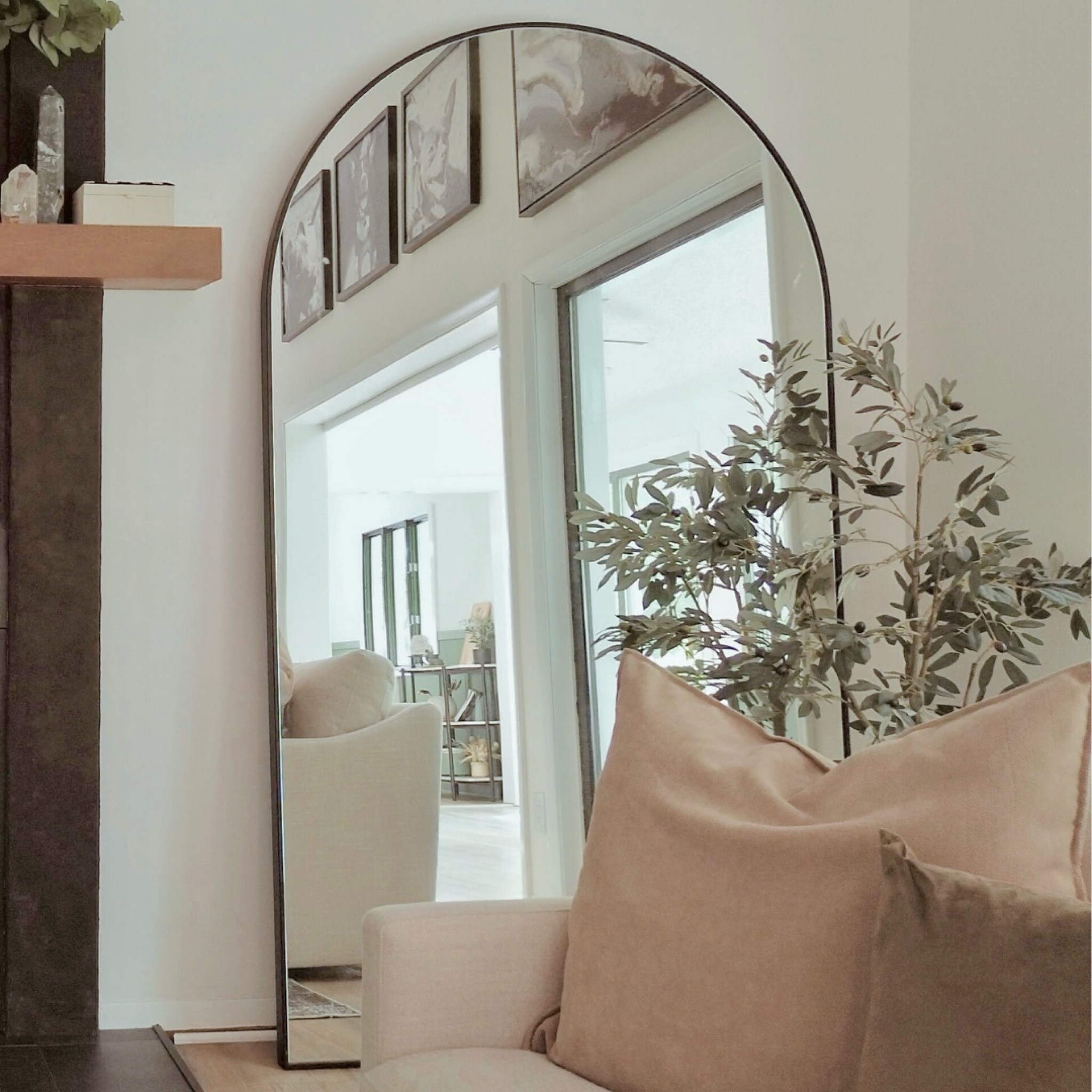 Love this cute corner of my living room 🏡 all products linked here

Mirror, tree, pot plant, cushion, throw pillow, couch, Home decor, renovation, home