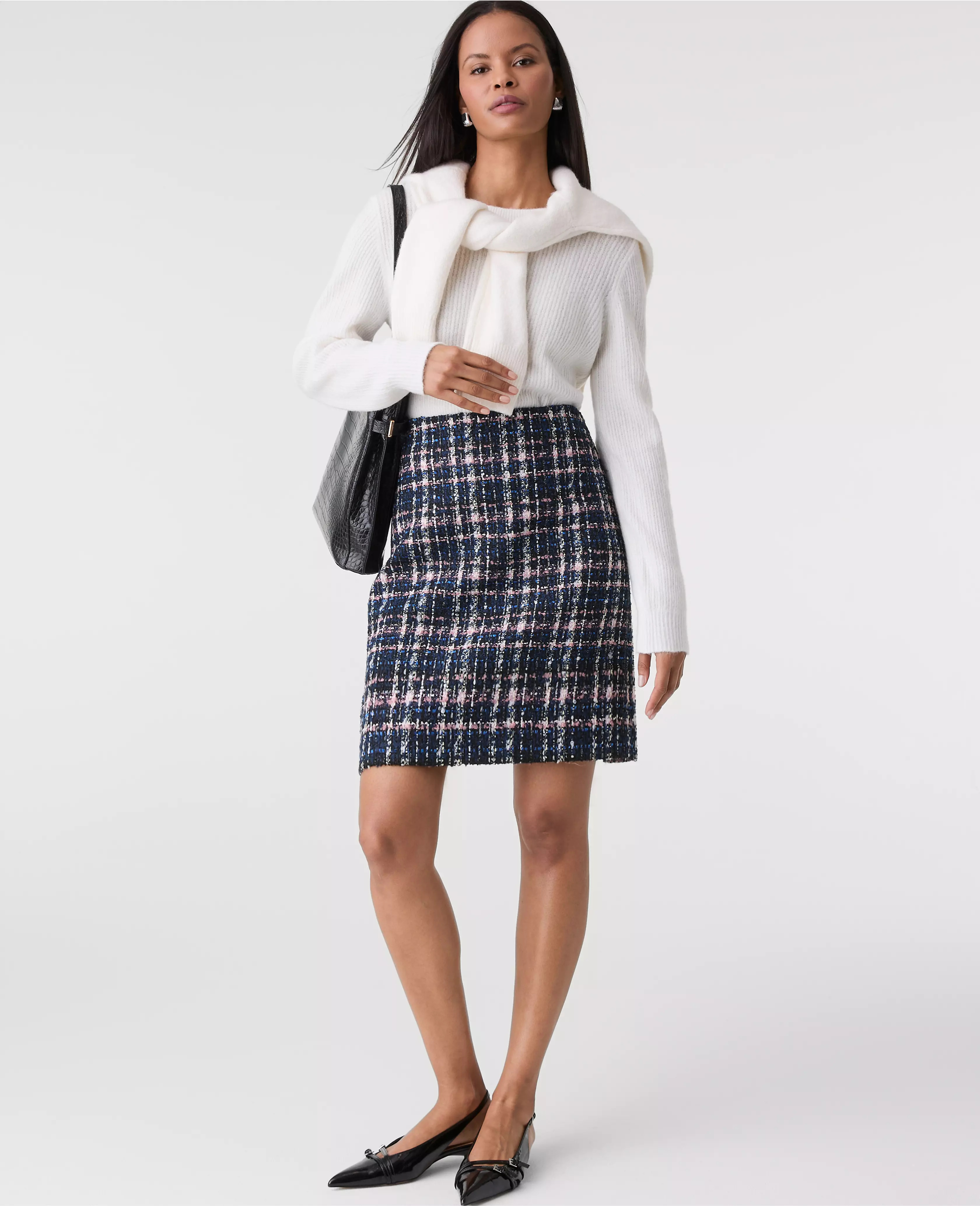 Plaid Tweed A-Line Skirt | Ann Taylor